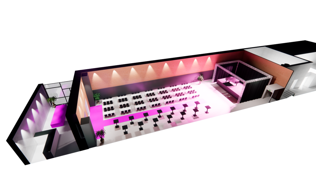 Digitaalinen 3D-mallinnus tapahtumatilasta.